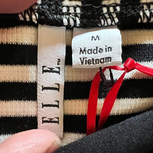 Elle Black & White Striped Pull On Stretch Skirt - Medium - Picture 4 of 6
